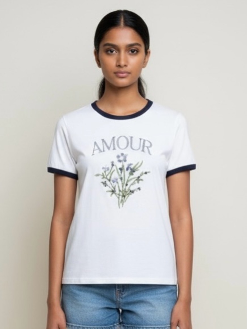 On Twelfth Embroidered Ringer T-Shirt NWT